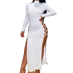 Fall 2021 women clothes Women o neck long sleeve fashionable bandage ladies dresses
