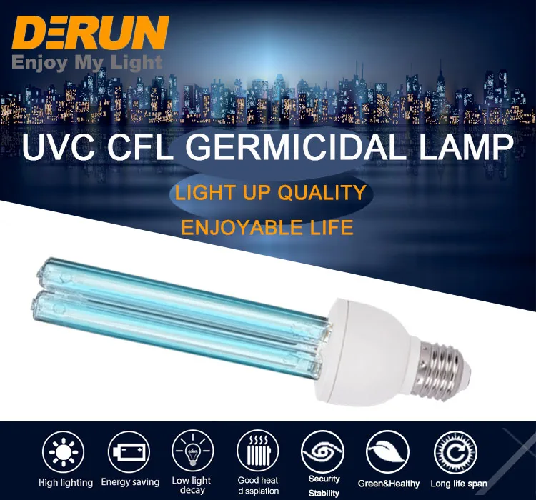 Uvc Cfl E27 E26 Disinfection Sterilization Compact Integrates Bulb 110v 220v 15w 25w With Ce