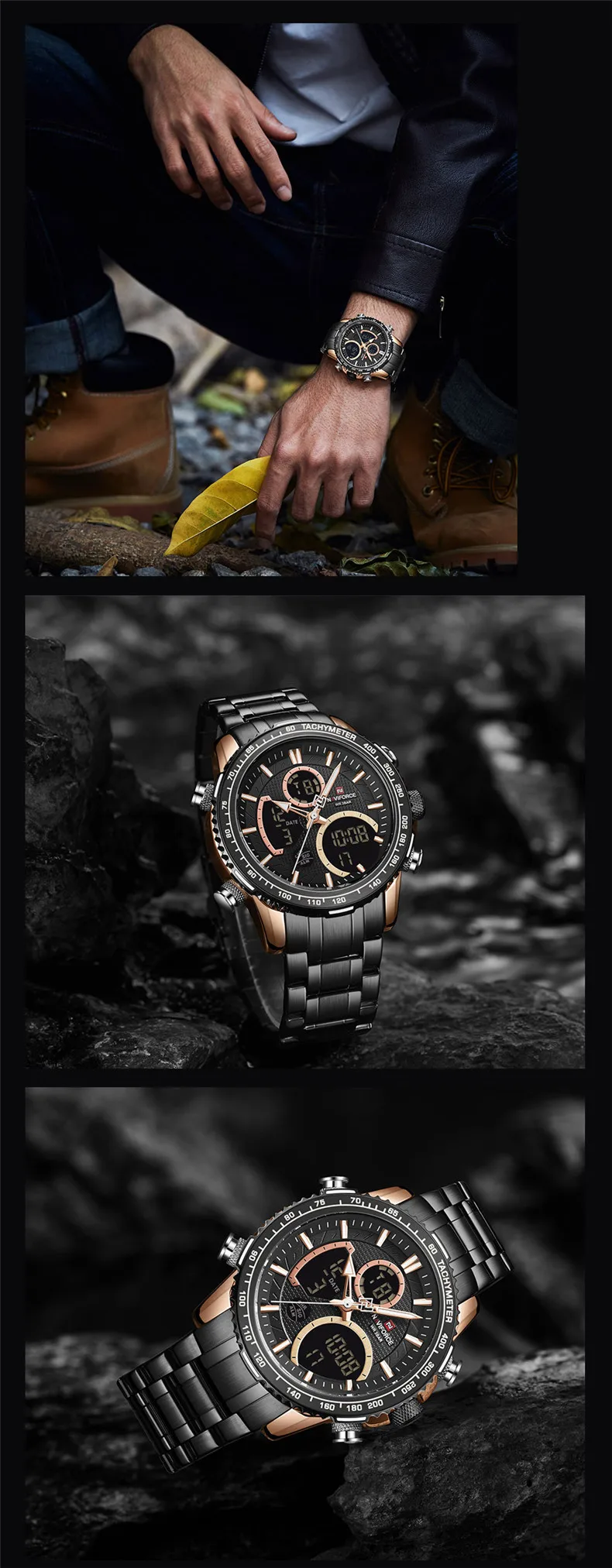 NAVIFORCE 9182 Watch for Men Luxury Brand LED Digital Wristwatch Sport Quartz Male Waterproof Luminous Clock Relogio Masculino