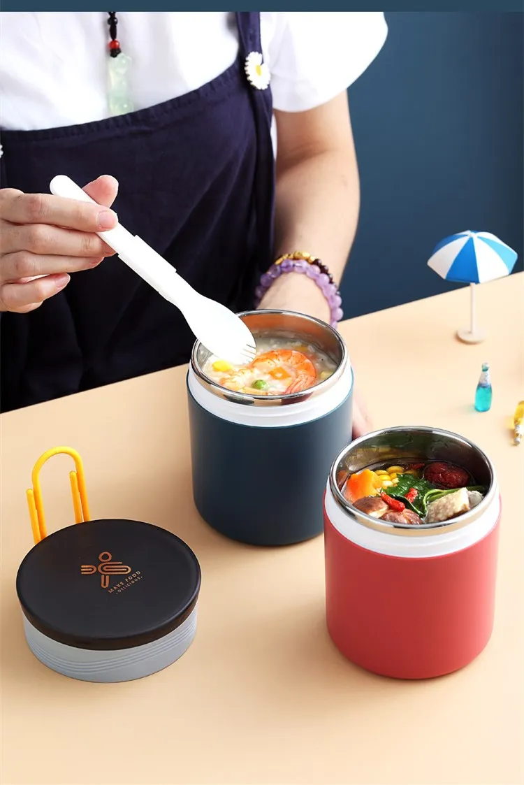 304 Stainless Steel Insulated Lunch Box Soup Cup Student Office Plastic