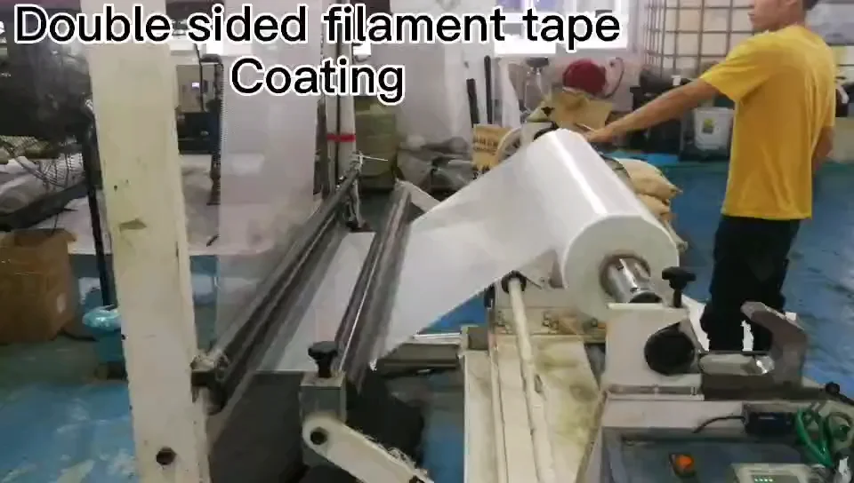 Double Sided Transparent Cross Filament Tape With Yellow Release Paper