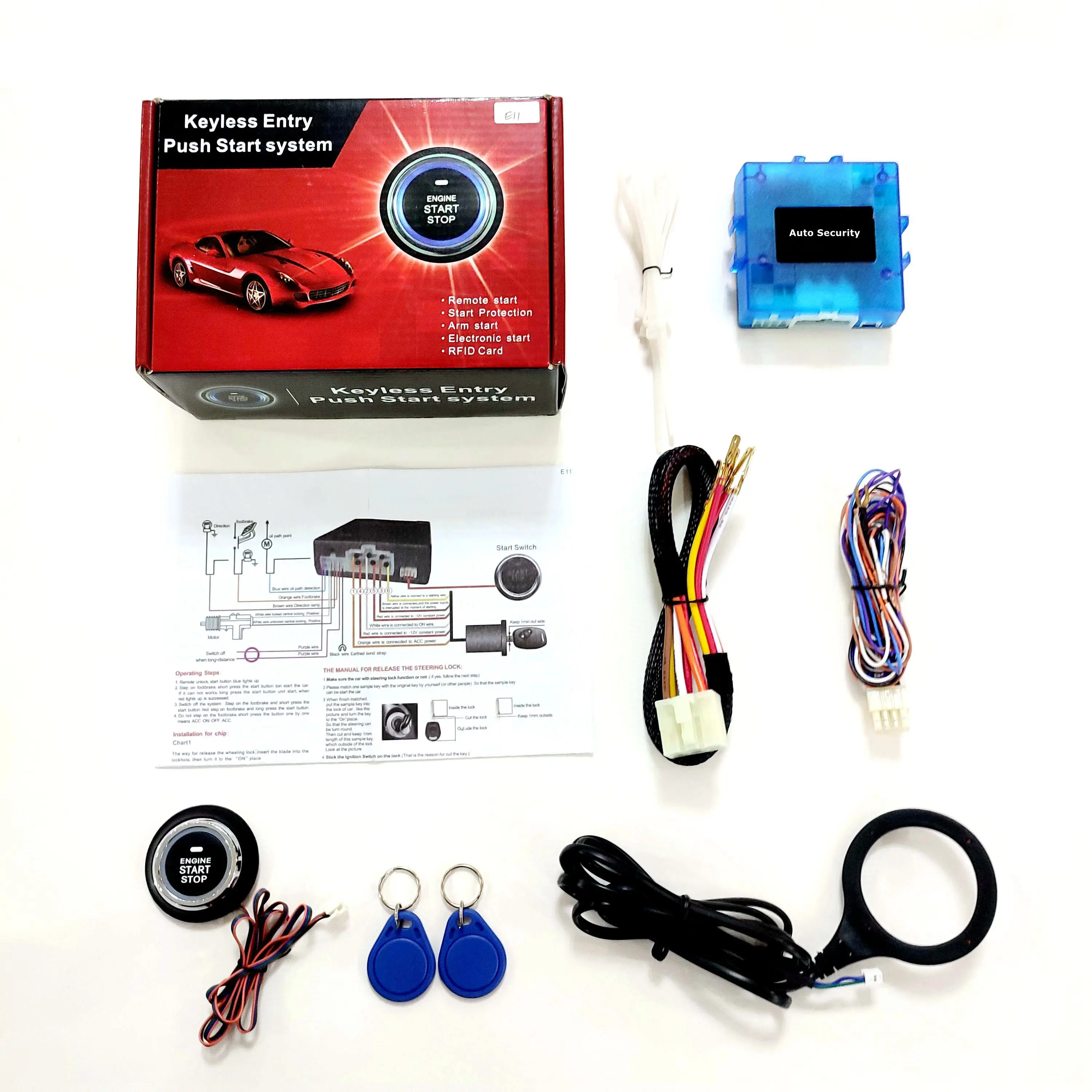 Universal RFID Immobilizer Pke Keyless Push Button Start Stop System ...