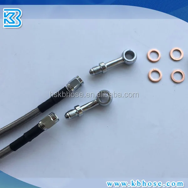 3AN Straight Swivel Stainless Steel Braided Brake Line Hose 6 Length