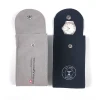 Gray Flap Fashion Faux Suede Watch Pouch With Button Closure