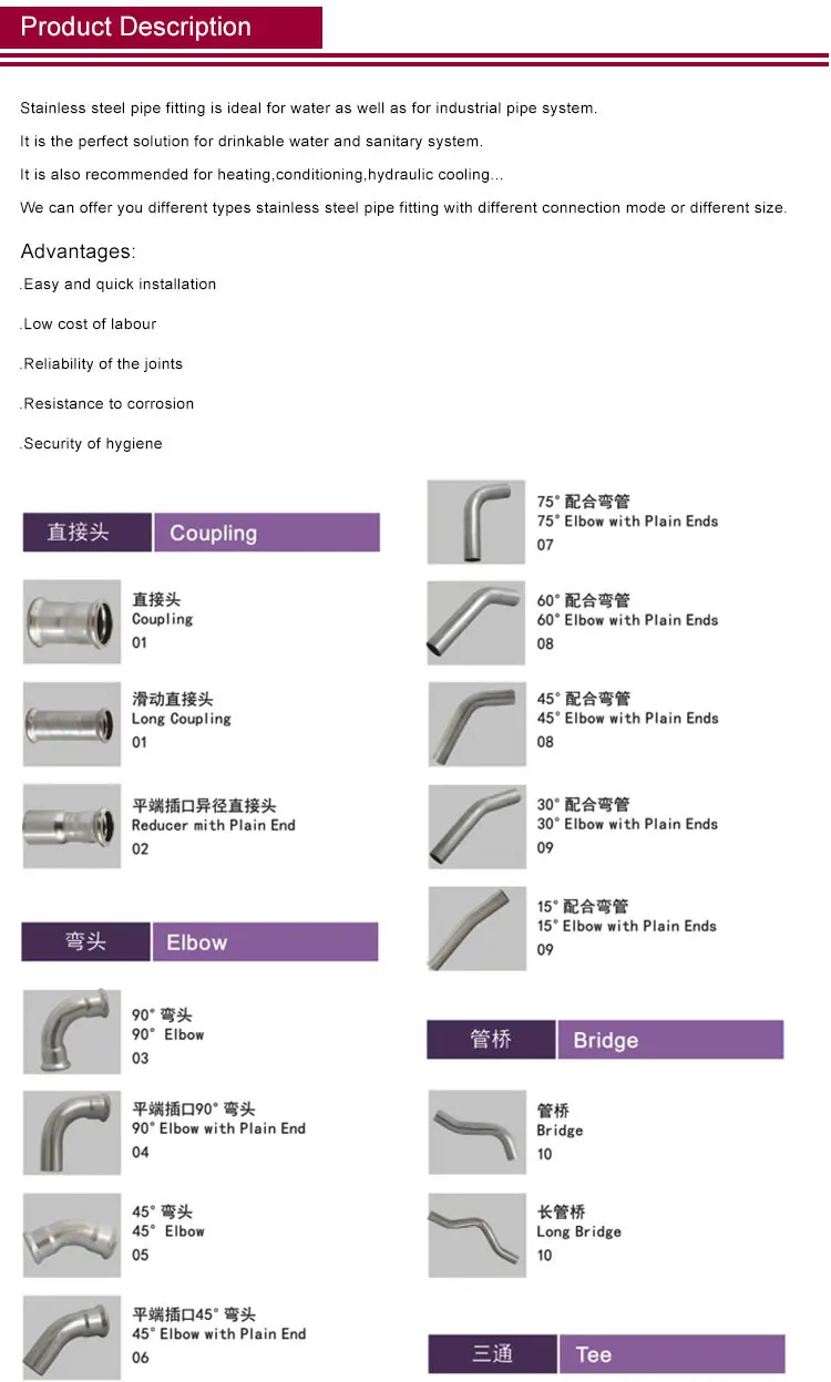 Accessories stainless steel elbow flange union tee stainless steel pipe fitting plumbing fittings