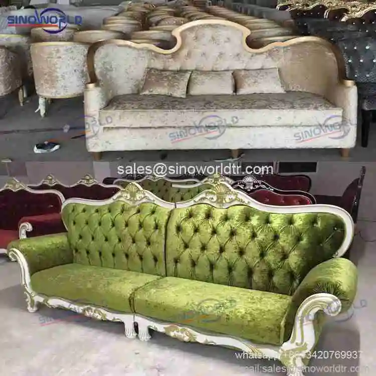 Foshan wood white royal hotel mariage event wedding chaise sofa
