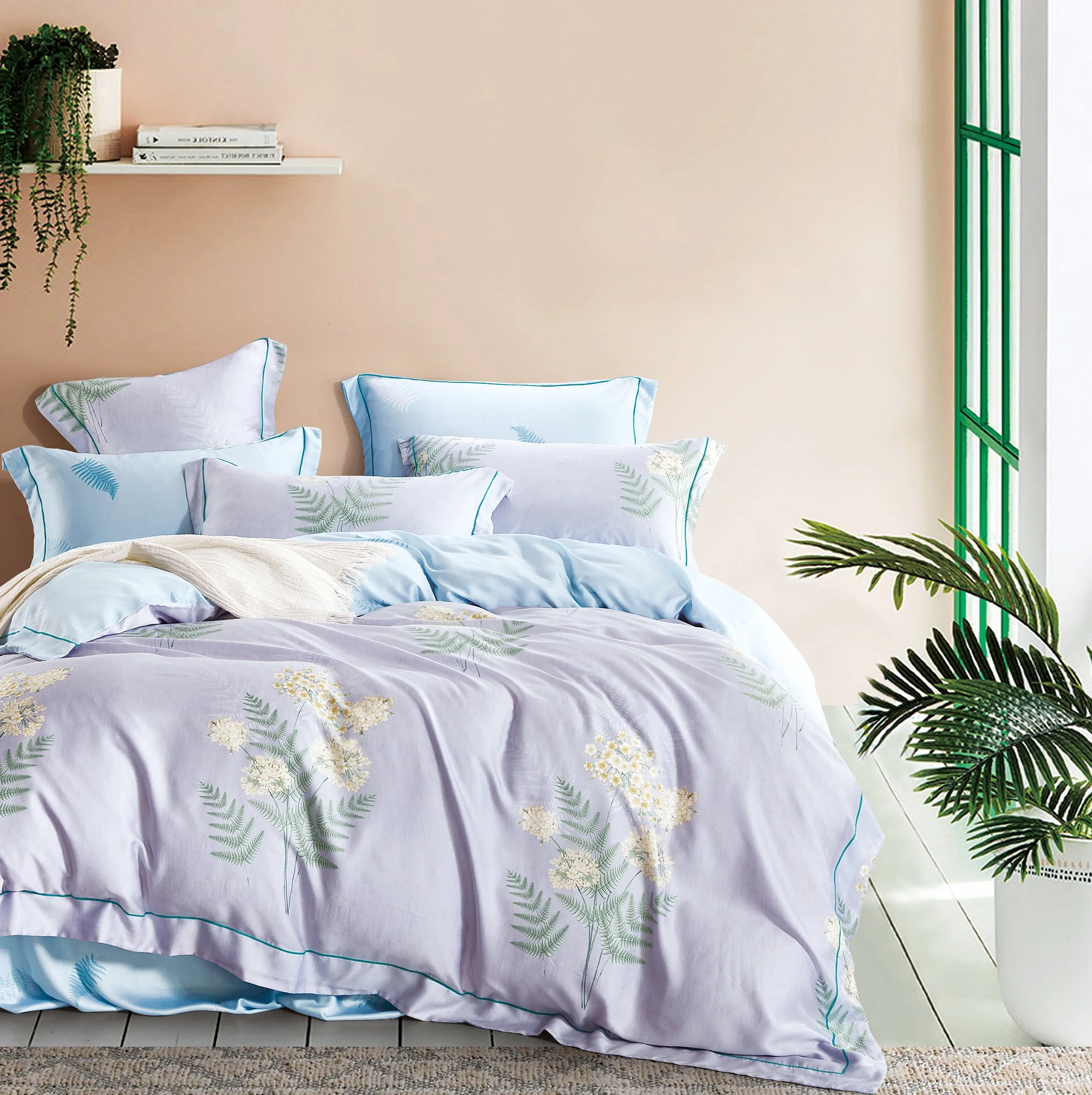 New Design Luxury Chinese Tencel Bedding Set Silk Smooth Bed Sheet