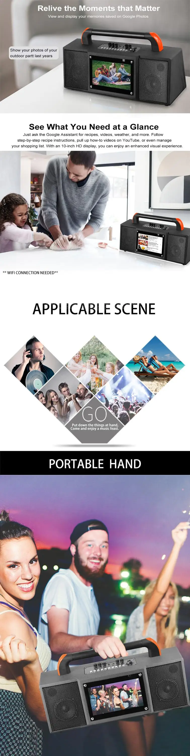CQA touch screen 10"inch Smart Display speaker wifi smart speaker - ANKUX.COM