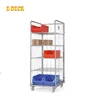 Welded nesting folding transport steel metal collapsible 3 sided rolling wire mesh trolley cart with wheels