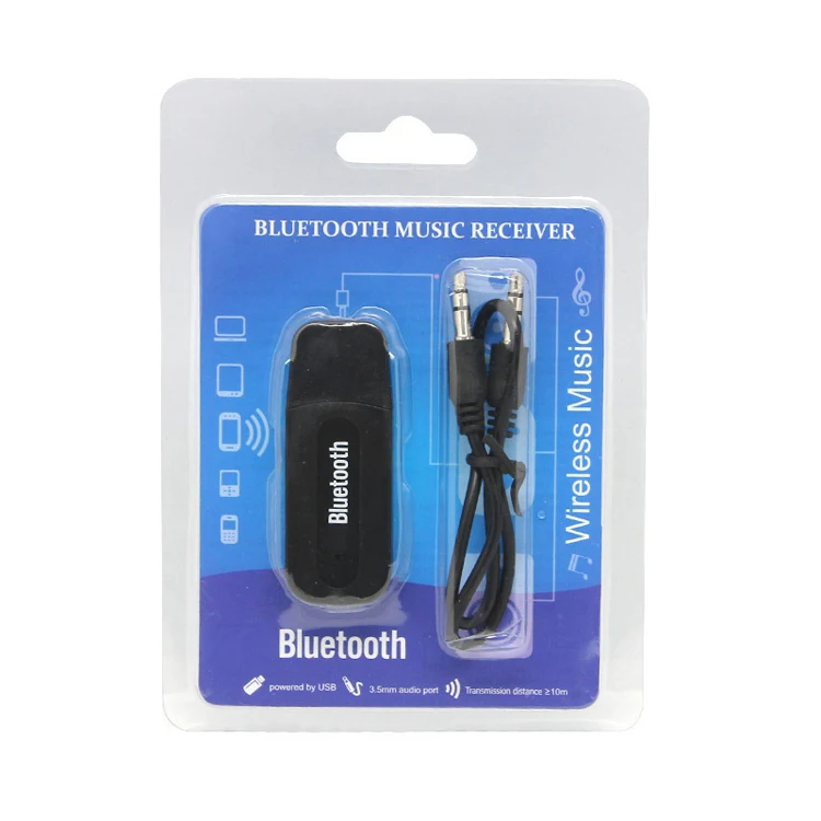 Simr-receptor de Audio inalámbrico USB para coche, 3,5mm, Aux, altavoz, Mp3, USB, azul