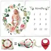 Baby Monthly Milestone Blanket for Girl & Boy Floral Plush Fleece Baby Shower Gift Baby Safe Soft