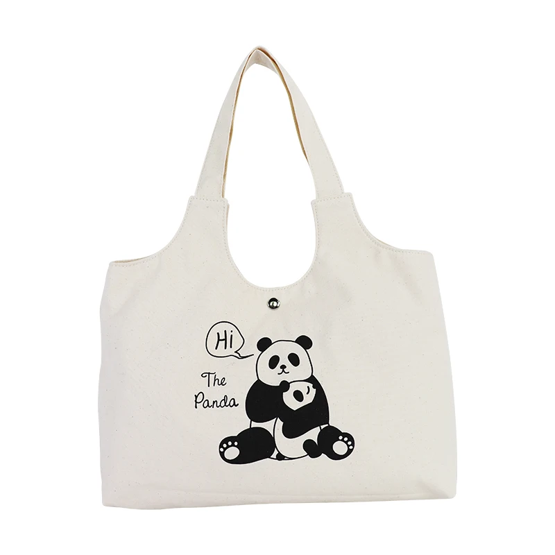 Custom Printed Add Logo Large Reusable White Canvas Women Tote Bag ...