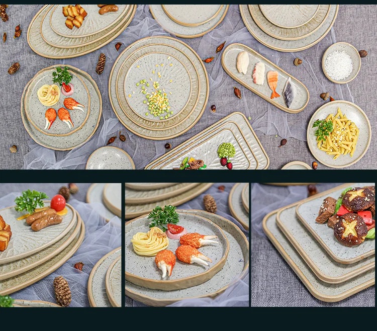 Japanese cafe sushi pasta porcelain dinner set square ceramic plates for restaurant