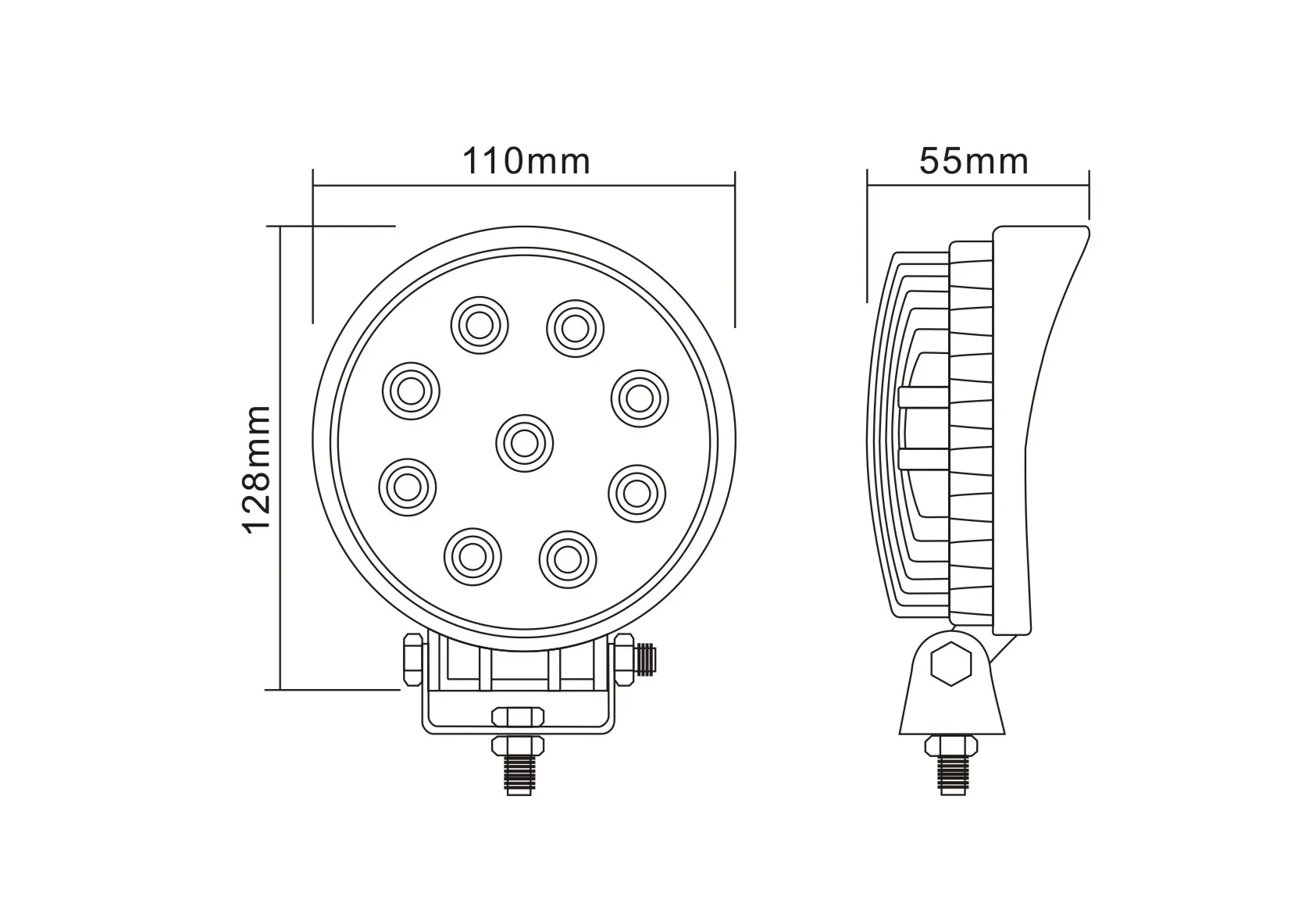 flush mounting 4 inch 27w handheld wholesale round led work light with size customized