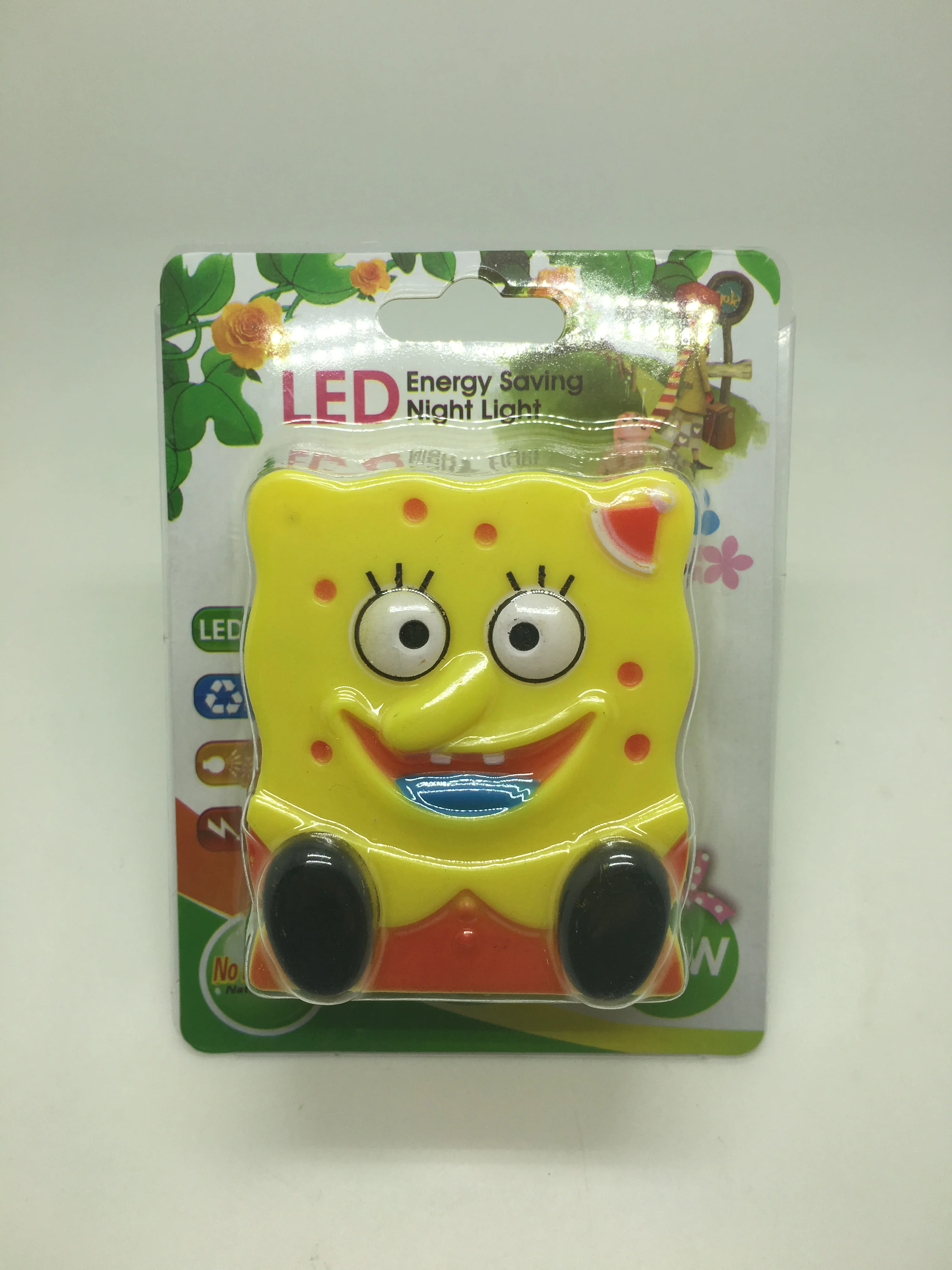 OEM W064 Spongebob squarepants shape 4 SMD mini switch plug in night light 0.6W AC 110V 220V