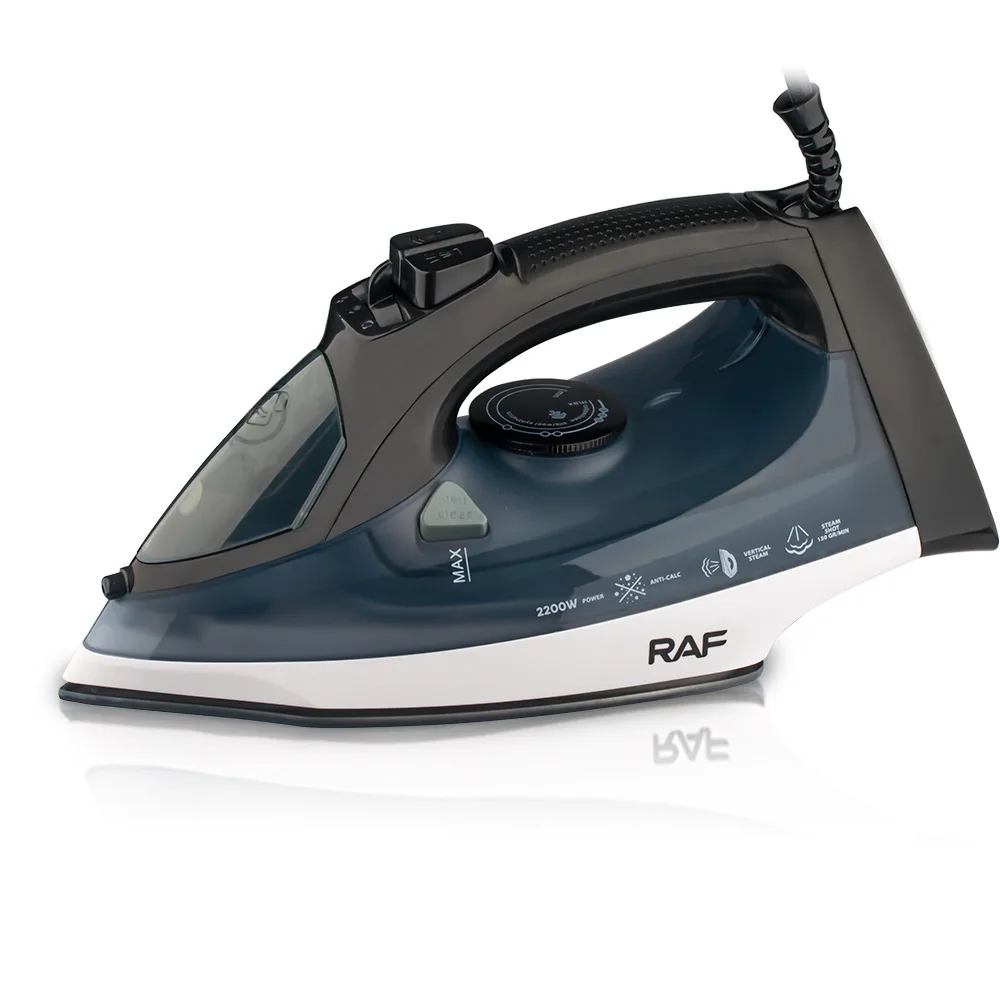 RAF European American 2200W Ceramic Steam Iron Burst Steam 150ml Water Tank 1.4m Cord-Hand-Held Hanging Wire Design for Wet/Dry