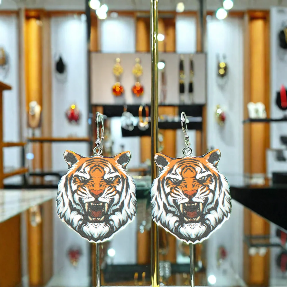 ERS872ER1749 New Arrival CN Drop Tiger TRENDY Acrylic Earrings 1pair Women Heart Pattern 316L Stainless Steel Religious Jewelry factory