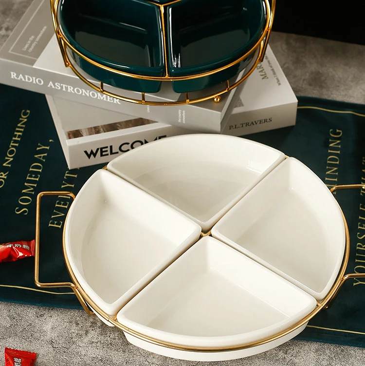 Home Goods Fabcy Green Porcelain Snack Appetizer Serving Dish With