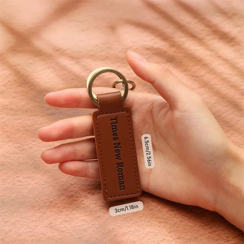 American Style PU Leather Car Keychain with Laser Engraving