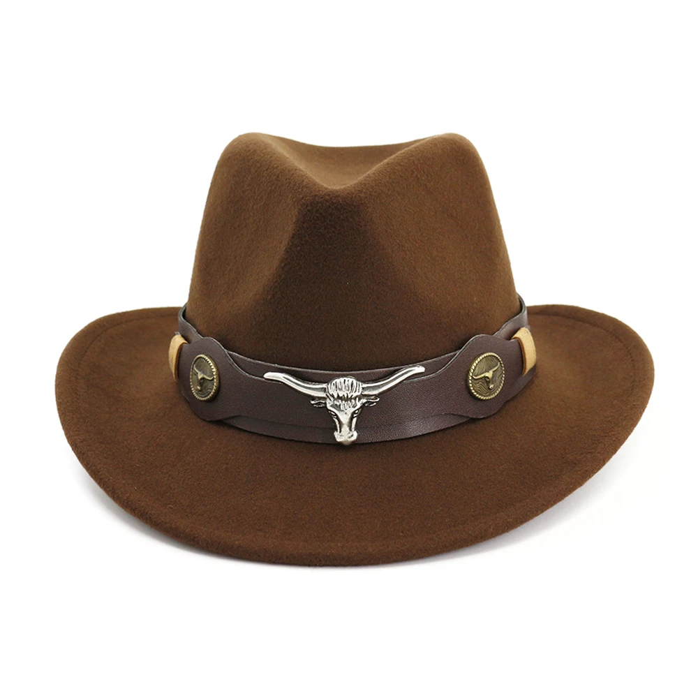 cheap advertise mens brown american style felt cowboy hats