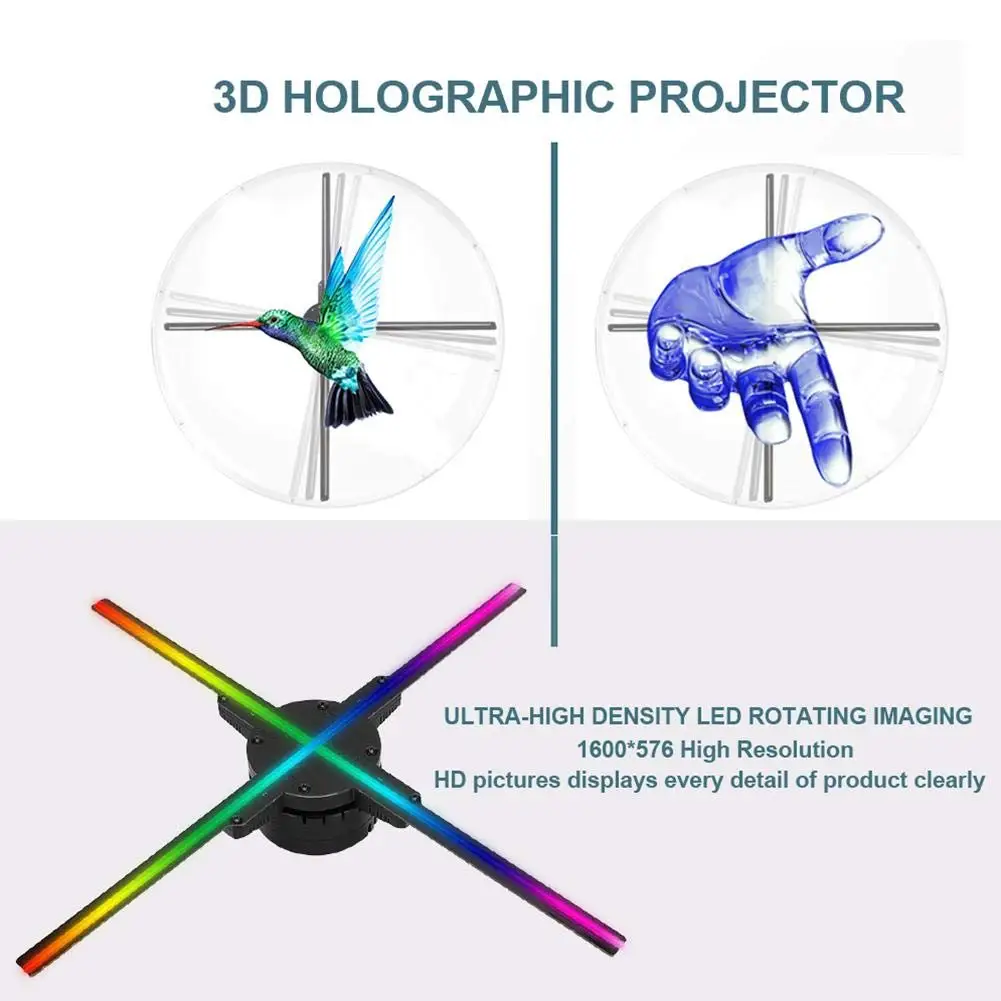 3D Hologram Fan Projector, Portable HD Advertising Player Holographic Display Machine