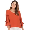 2019 The Best Selling Casual Hollow Out Three Quarter sleeve Chiffon Blouse