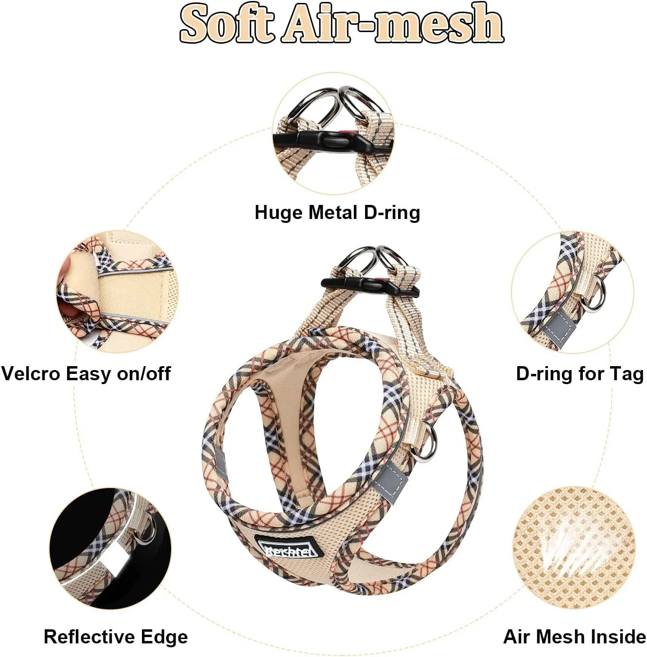 Luxury Anti-Escape Harness Vest Style Dog Cat Leash Reflective Feature Cute Animal Pattern Velvet Available Large XL Small Pets