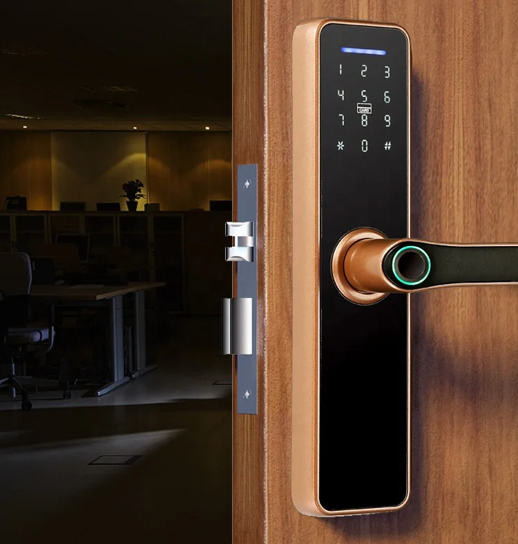 remote control card fingerprint lock wooden door lock invisible office round ball fingerprint deadbolt lock