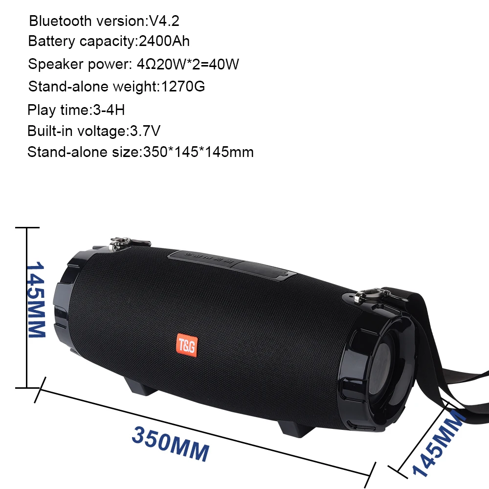 TG526 40W Portable Blutooth Speaker Wireless Outdoor Column Waterproof 3D stereo Subwoofer Speakers - ANKUX.COM