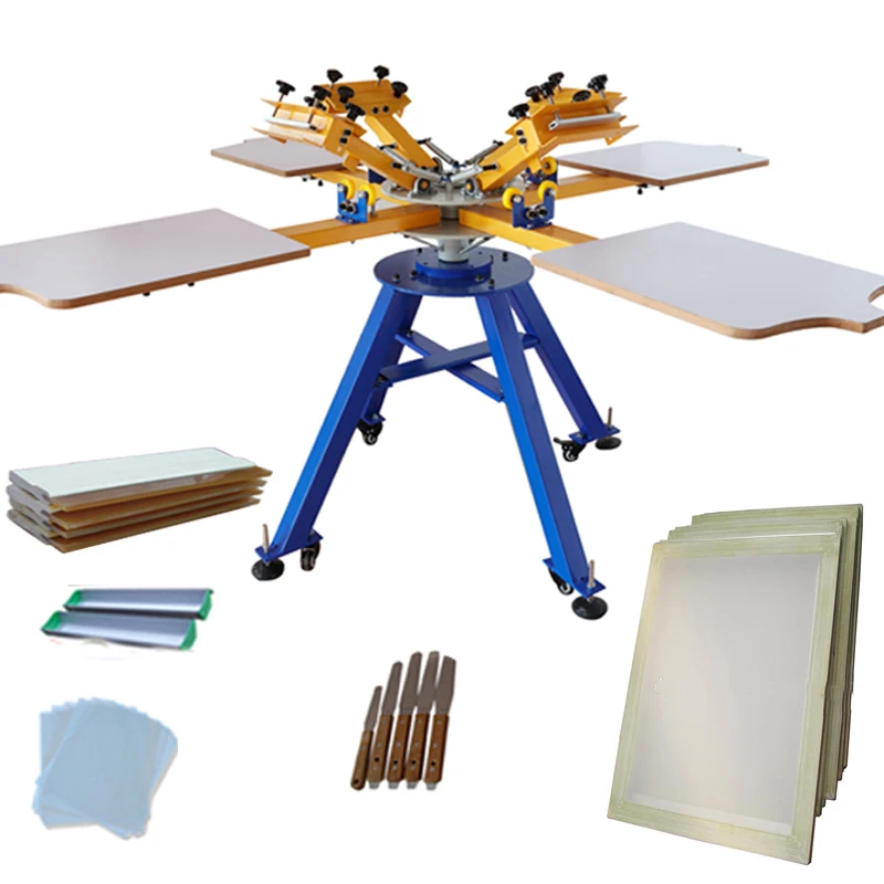 Silk Bags 6 Color 6 Station Flat Manual T Shirt Screen Printing Machine