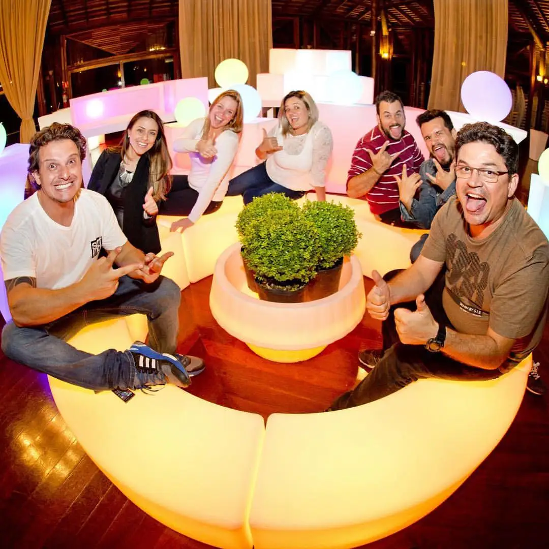 Waterproof Illuminated Led Outdoor Furniture Bar Curved Stool Bench For