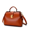 New Leather Handbags Messenger Bag Retro Simple Contrast Color Handbag Leather Doctor Bags