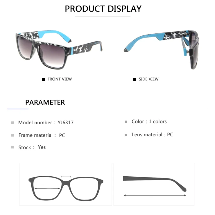 EUGENIA grey demi frame blue silicon protection temple china supplier fashion sunglasses