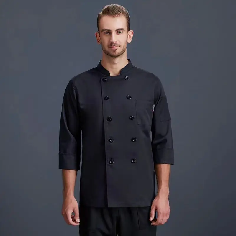 Custom Unisex Solid Color Chef Jacket Men's Chef Coat Hotel Restaurant Kitchen Chef Uniform Cook Wor