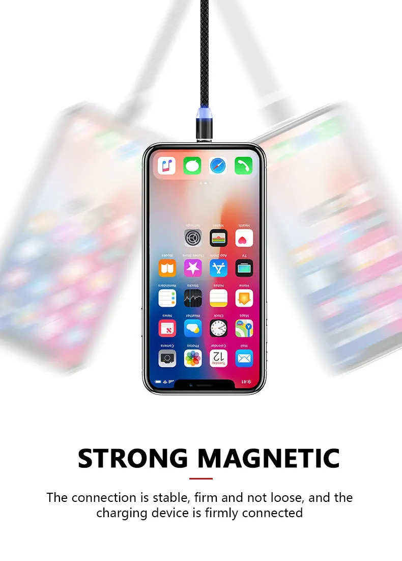 Led 3 in 1 magnetic micro data usb magnetic cable braided usb c charging fast charge round cable - ANKUX.COM