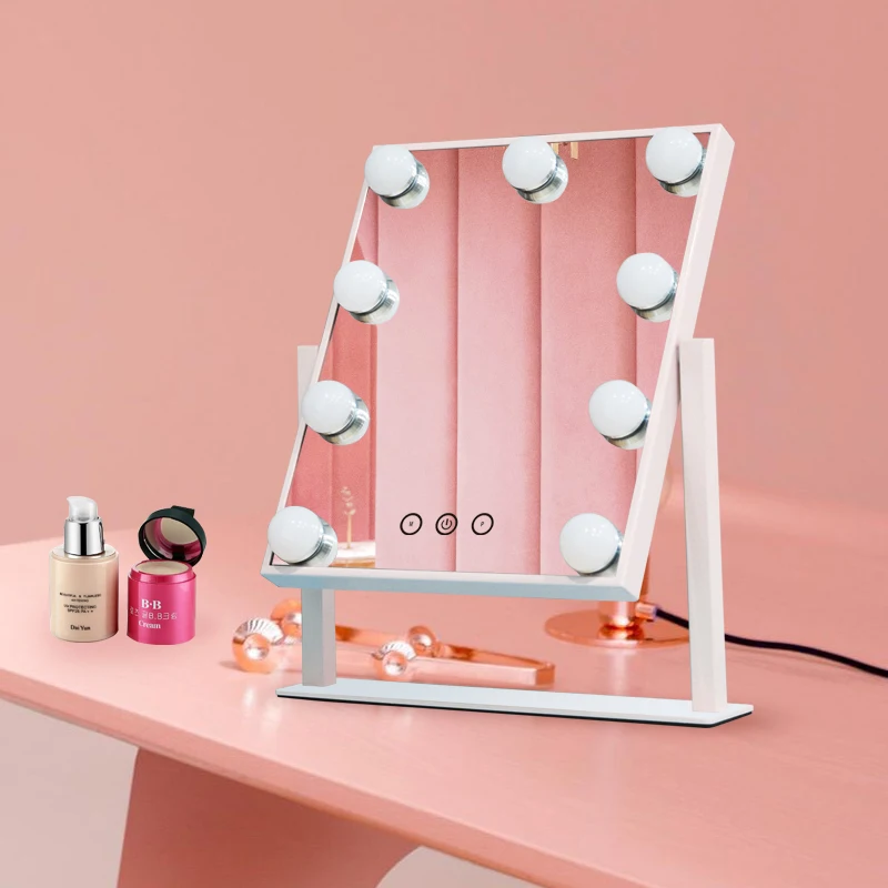 Amazon hot sale metal frame Hollywood Lighted Vanity Makeup Mirror, Plug in Light-up Girls Professional Mirror with dimmable led