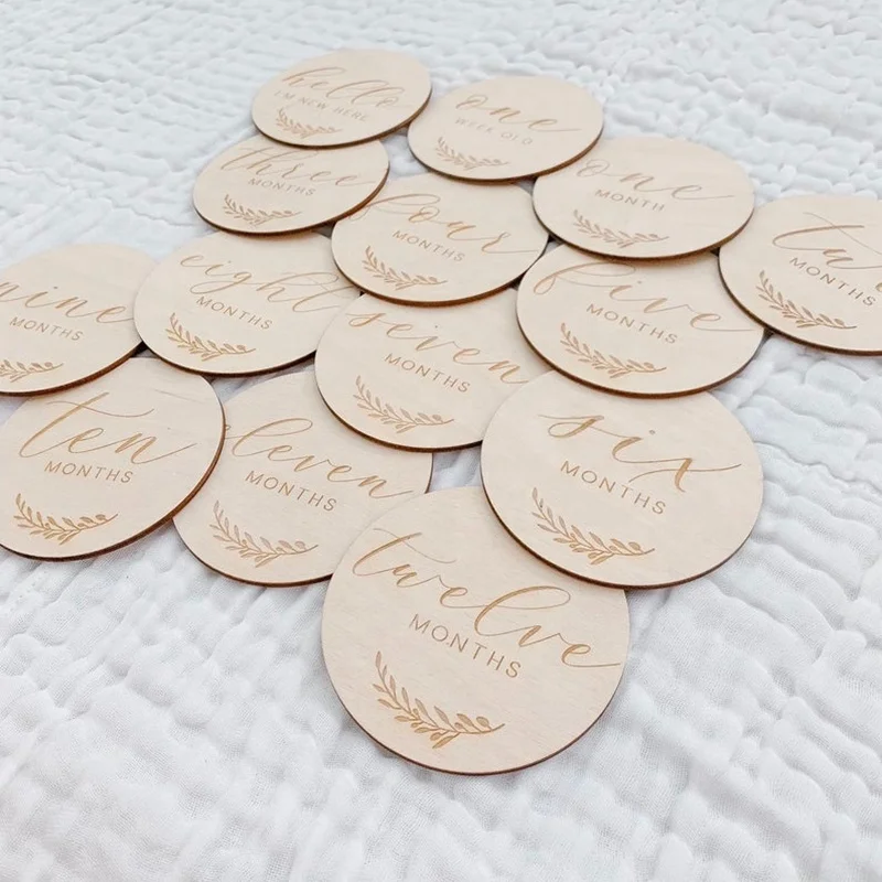 Newborn Gift Idea engraved wooden monthly milestone baby milestone cards party props