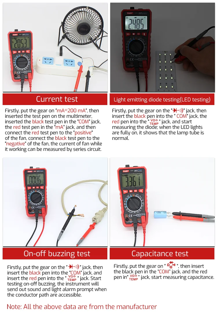 TASI Digital Multimeter Voltage Current Resistance Tester With Factory Price TA801B