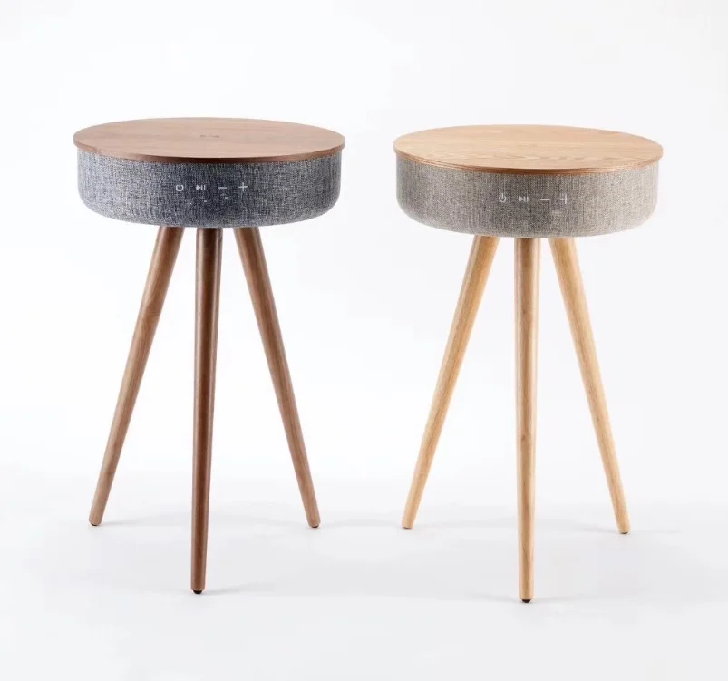 Fashionable portable party favor round white smart music Furniture coffee tea table speaker side table speaker - ANKUX.COM