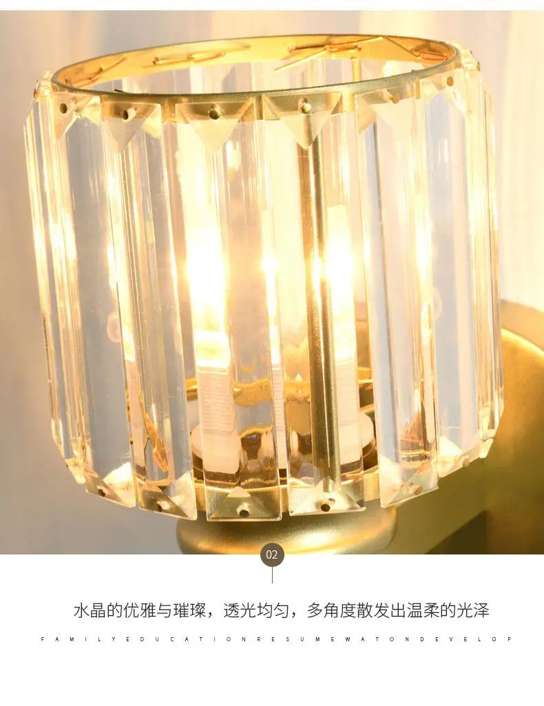 product luxury modern led crystal wall lamp for living room bedroom  corridor indoor home decor 220v iron body gold accent for hotels-11