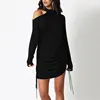 FS0550C Winter lady irregularity long sleeve knit dresses