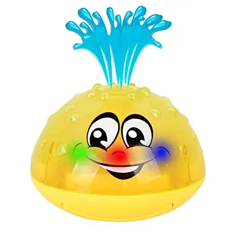 2 in 1 Squirt Spray Water Toy LED Light up Float Toys Automatic Induction Sprinkler Space UFO Car Toys for Baby Toddler