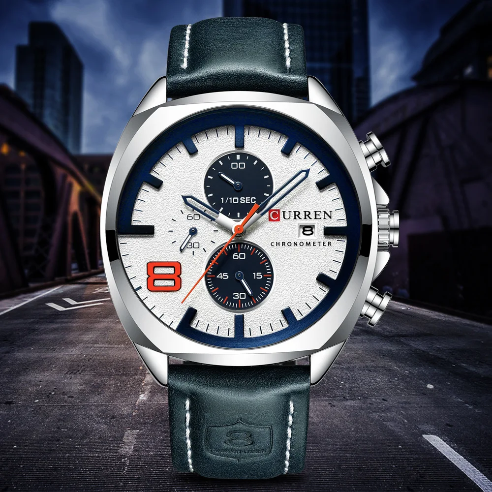 CURREN 8324 Homens Relógios De Luxo Popular Analógico 30M À Prova D' Água Quartz Watch Sport Relógio De Pulso Relogio masculino