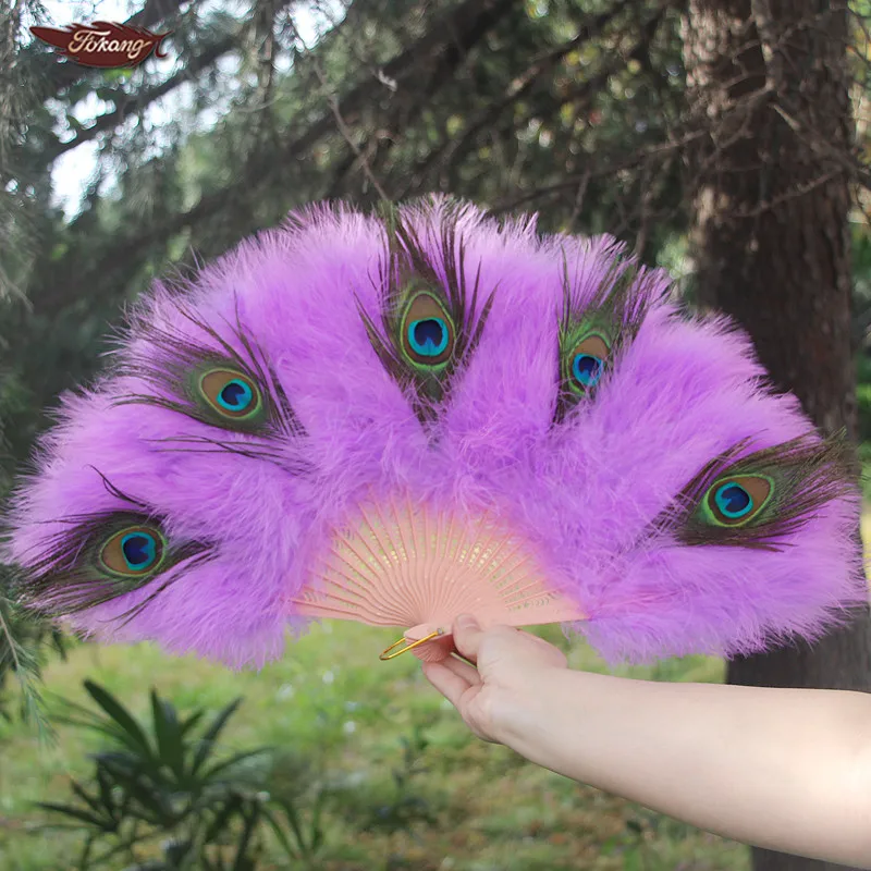 fk 黑色羽毛扇孔雀羽毛手扇为婚礼新娘手举行花束