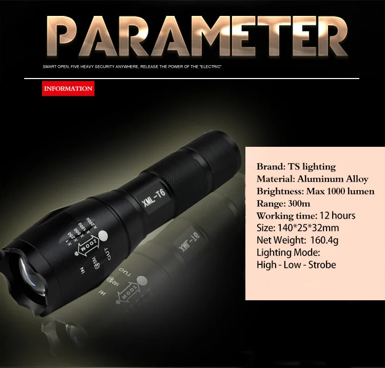 Aluminum Alloy Waterproof Tactical Flashlight Rechargeable led Flashlights For Outdoors details