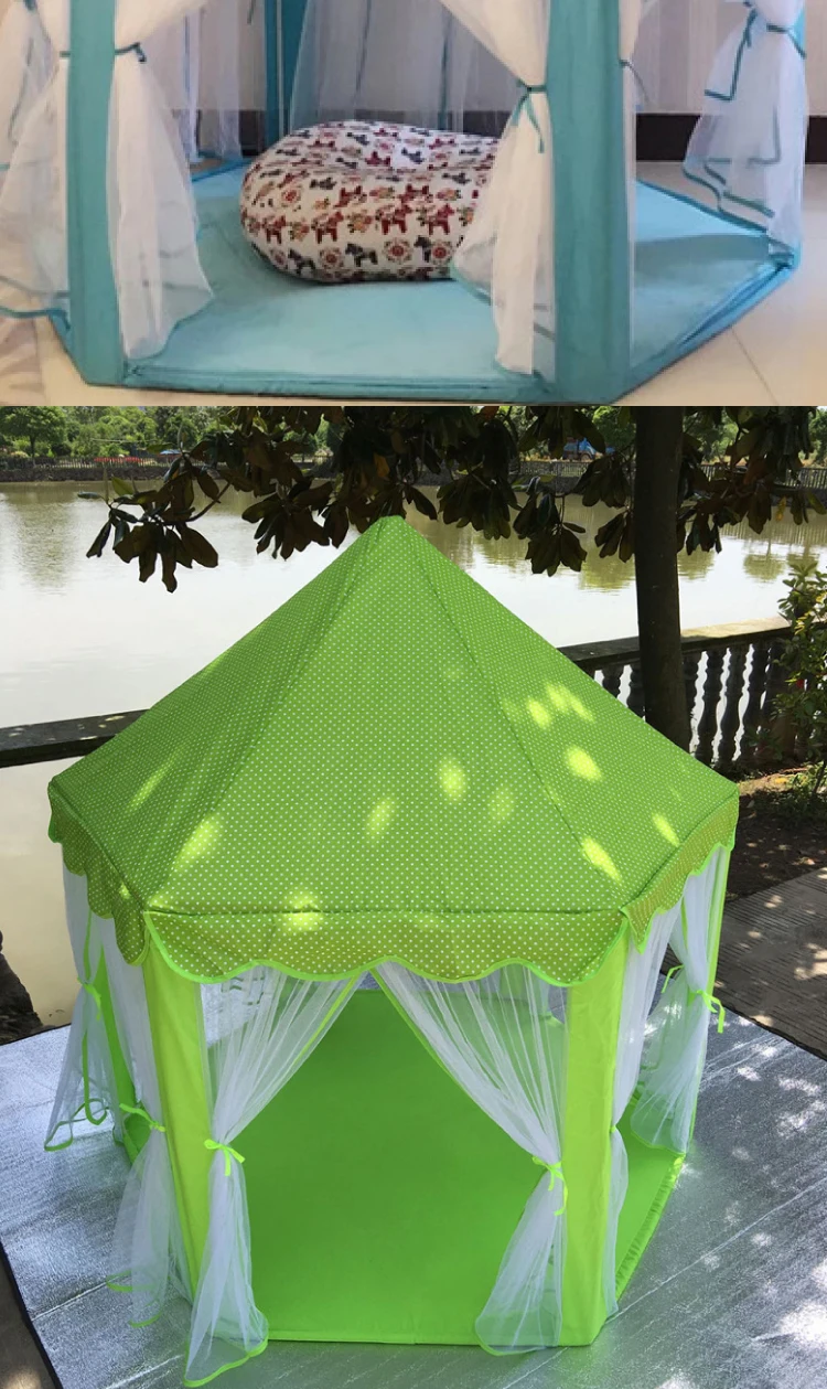 可爱的六角形粉红色公主城堡玩帐篷可折叠的儿童帐篷
