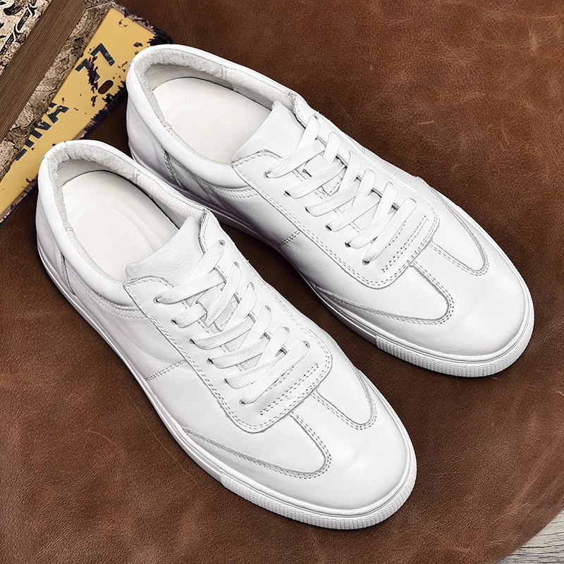 Low Cut Fashion High Quality Plain White Leather Men Sneakers - Buy ...