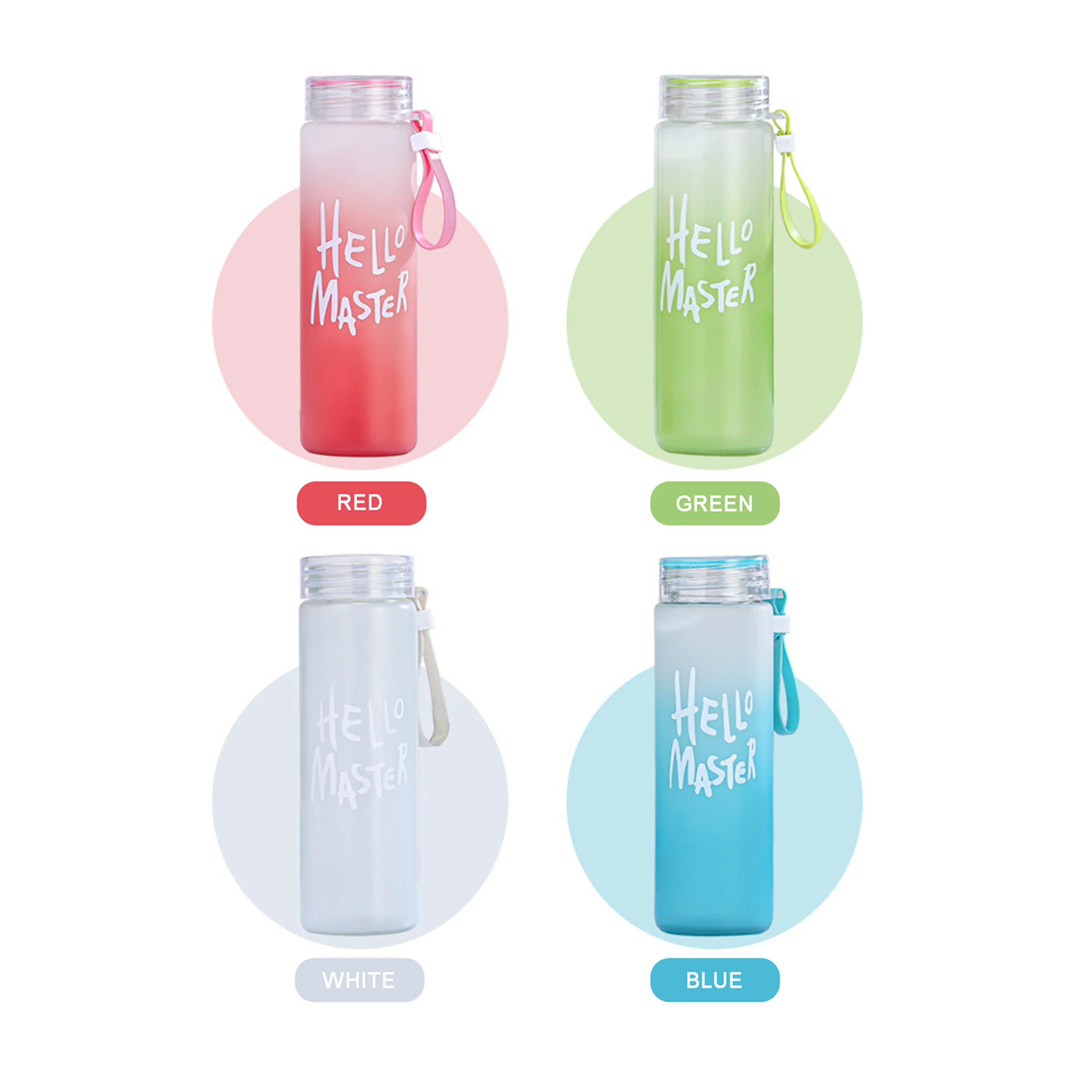 Factory Wholesale Colorful Glass Water Bottle Frosted Drinkware Cheap ...