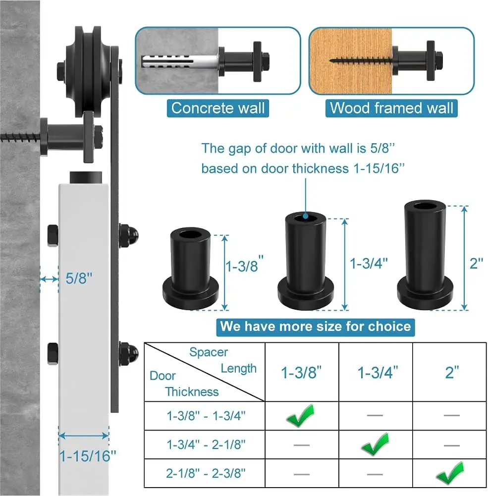 Sliding Barn Door Wall Spacer Replacement Barn Door Spacers Hardware ...