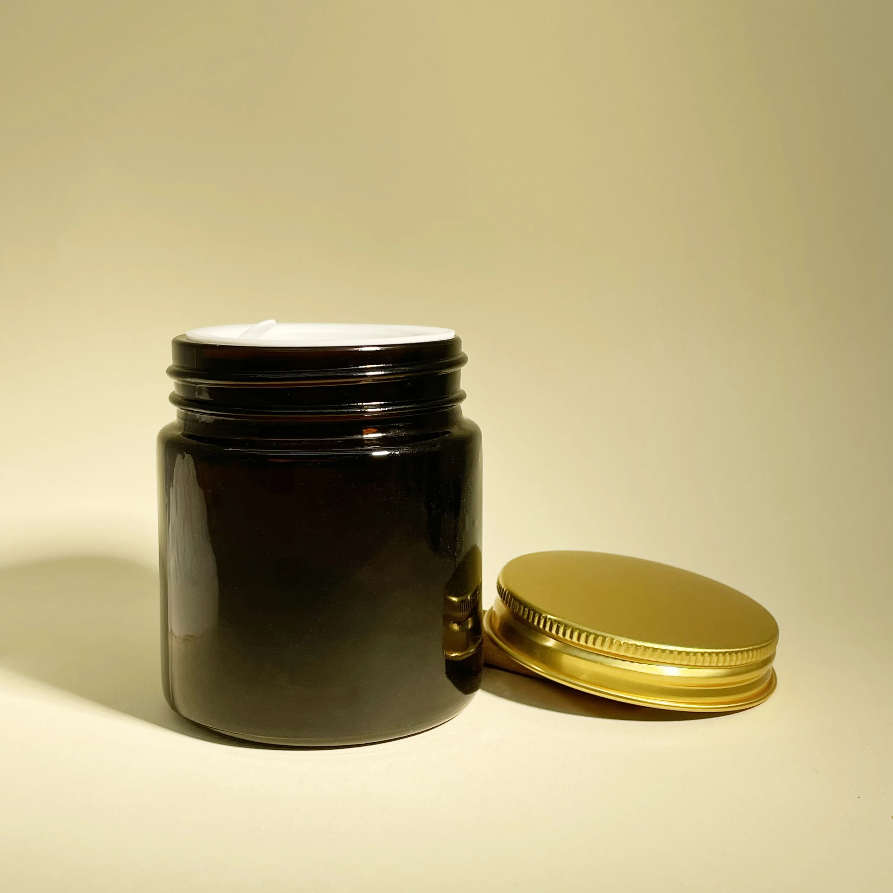 product 100ml cosmetic amber glass jar with gold aluminum screw cap cream jar scent candle glass jar-26